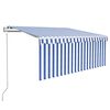vidaXL Toldo retr&aacute;ctil autom&aacute;tico con persiana azul y blanco 3,5x2,5 m