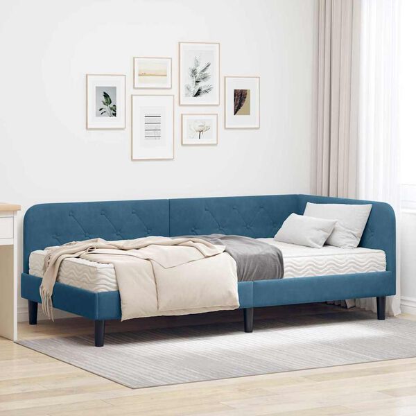 vidaXL Estructura de cama en esquina Azul 90 x 200 cm Terciopelo