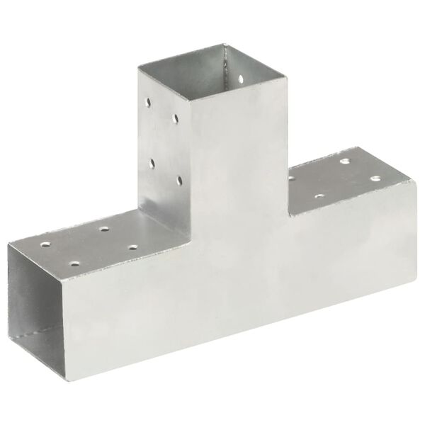 vidaXL Conectores de postes en T 4 uds metal galvanizado 71x71 mm