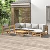 vidaXL Set de muebles de jardín 7 piezas bambú y cojines gris claro