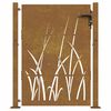 vidaXL Puerta de jard&iacute;n 100x150 cm de acero corten con dise&ntilde;o de hierba