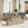 vidaXL Conjunto de sof&aacute; de jard&iacute;n 9 pcs Beige Polirat&aacute;n