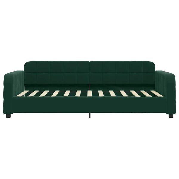 vidaXL Sof&aacute; cama sin colch&oacute;n terciopelo verde oscuro 100x200 cm