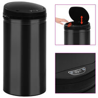 vidaXL Cubo de basura con sensor automático 50L acero al carbono negro