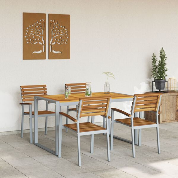 vidaXL Conjunto de Comedor de Jard&iacute;n 5 pcs Gris