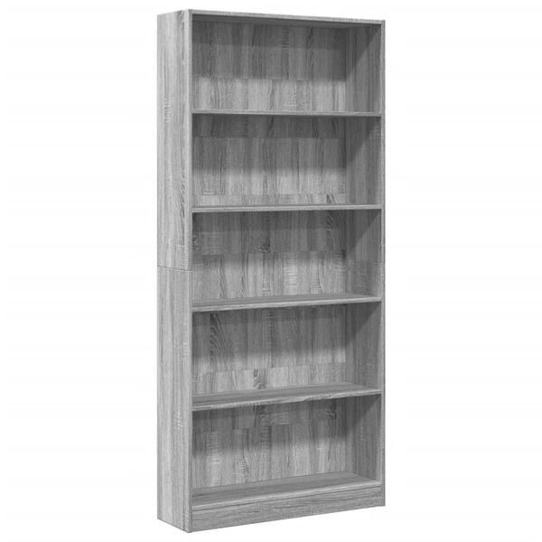 vidaXL Estanter&iacute;a de madera de ingenier&iacute;a gris Sonoma 80x24x176 cm
