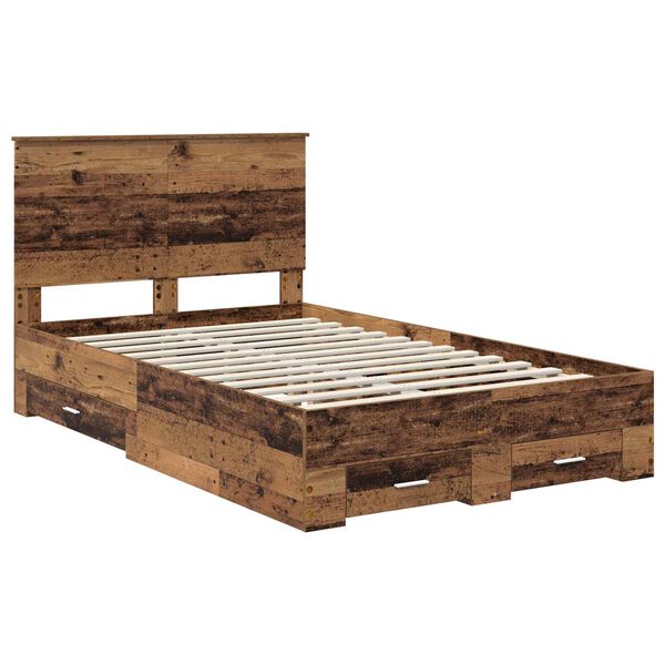 vidaXL Estructura de cama con cabecera Madera vieja 120 x 200 cm