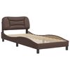 vidaXL Estructura de cama sin colch&oacute;n Hvar cuero sint&eacute;tico marr&oacute;n 90x190 cm