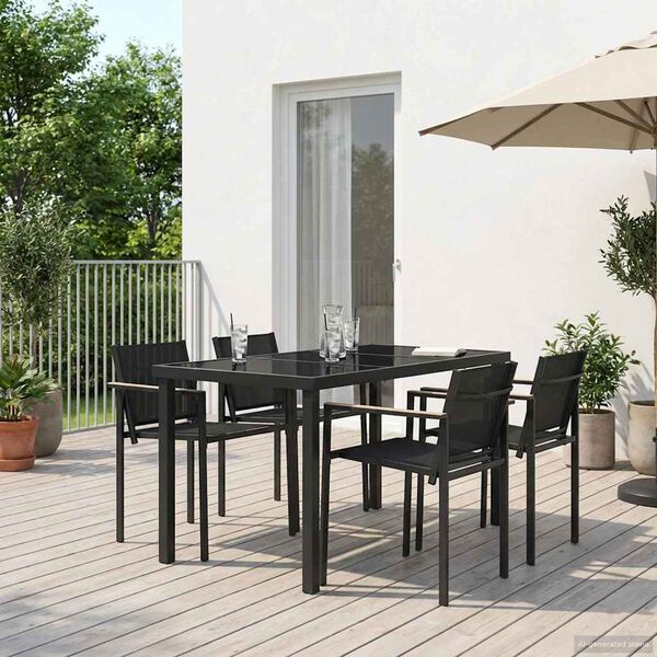 vidaXL Juego de muebles de exterior 5 pcs Negro y Antracita Acero
