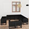 vidaXL Set de muebles de jard&iacute;n 11 pzas con cojines madera pino negro