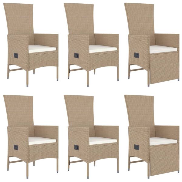 vidaXL Set comedor de jardín 7 pzas con cojines ratán sintético beige