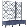 vidaXL Jardinera con enrejado y ruedas 3 uds. Gris 120 x 40 x 131,5 cm