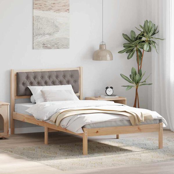 vidaXL Estructura de cama Taup&eacute; 100 x 200 cm Madera de pino macizo