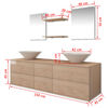 vidaXL Conjunto de muebles de baño y lavabo 7 piezas beige