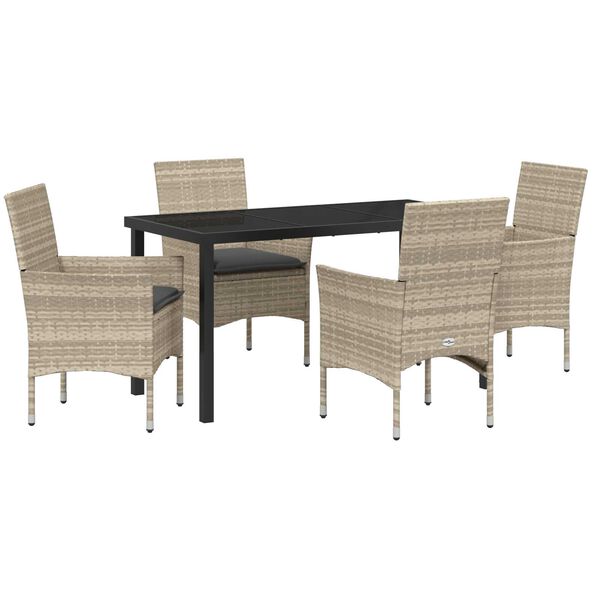 vidaXL Conjunto de Comedor de Jard&iacute;n 5 pcs Gris Claro rat&aacute;n sint&eacute;tico