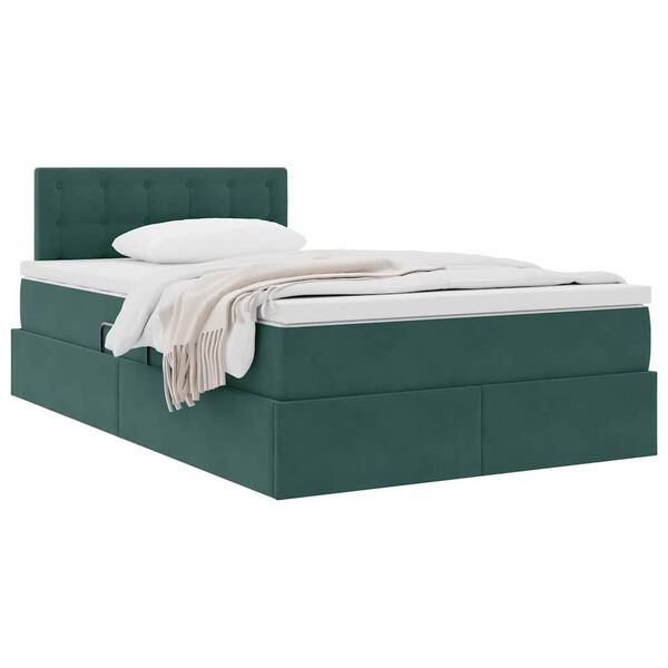 vidaXL Cama con almacenamiento Verde oscuro 120 x 200 cm Terciopelo