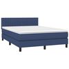 vidaXL Cama box spring colch&oacute;n y luces LED tela azul 140x190 cm