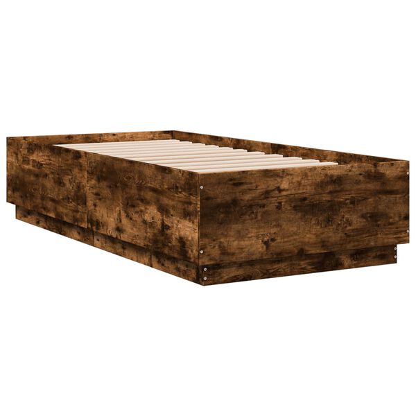 vidaXL Estructura de cama madera de ingenier&iacute;a roble humo 75x190 cm