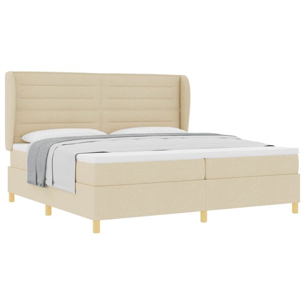 vidaXL Cama tipo Box Spring con colch&oacute;n Crema 200 x 200 cm tela