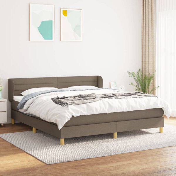 vidaXL Cama box spring con colch&oacute;n tela gris taupe 180x200 cm