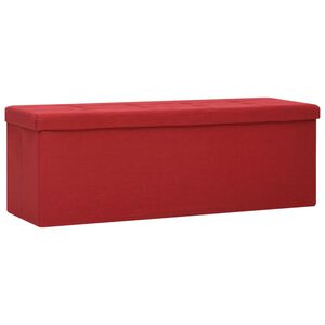 vidaXL Banco de almacenamiento plegable lino sint&eacute;tico rojo vino tinto