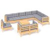vidaXL Juego de muebles de jard&iacute;n 11 pzas y cojines madera maciza pino