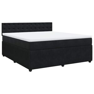 vidaXL Cama box spring con colch&oacute;n terciopelo negro 180x200 cm