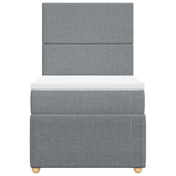 vidaXL Cama box spring con colch&oacute;n tela gris claro 90x200 cm