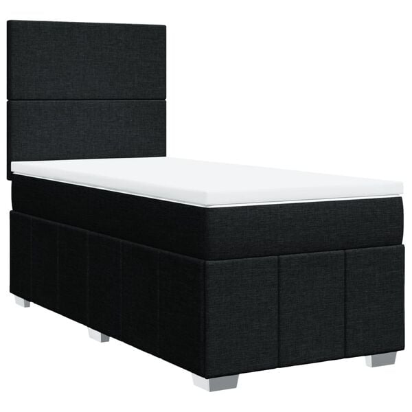 vidaXL Cama box spring con colch&oacute;n tela negro 100x200 cm