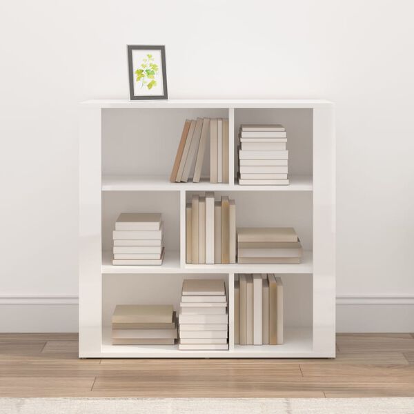 vidaXL Aparador de madera contrachapada blanco brillante 80x30x80 cm