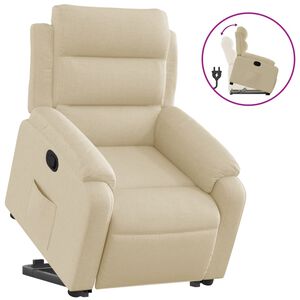 vidaXL Sill&oacute;n reclinable elevable de tela color crema