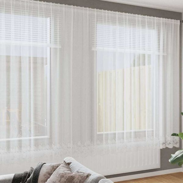 vidaXL Cortina de Encaje con cortinas Floral 200 x 900 cm Poli&eacute;ster