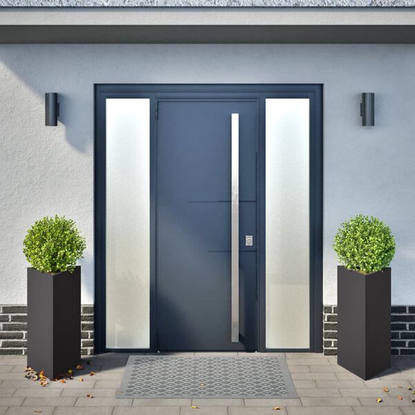 vidaXL Jardineras triangulares 2 uds acero negro 40x34,5x70 cm