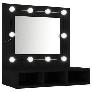 vidaXL Mueble con espejo y LED negro 60x31,5x62 cm