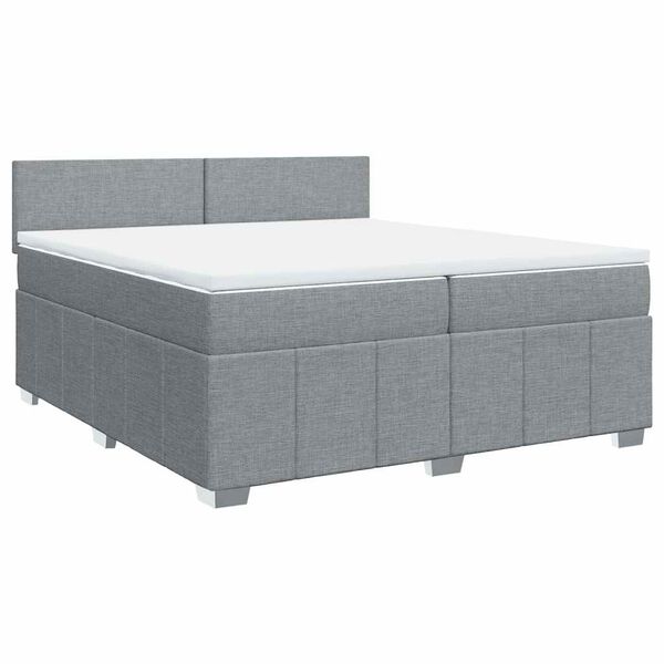 vidaXL Cama box spring con colch&oacute;n tela gris claro 200x200 cm