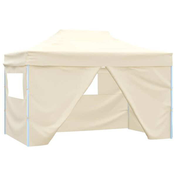 vidaXL Carpa plegable profesional con 4 paredes acero color crema 3x4m