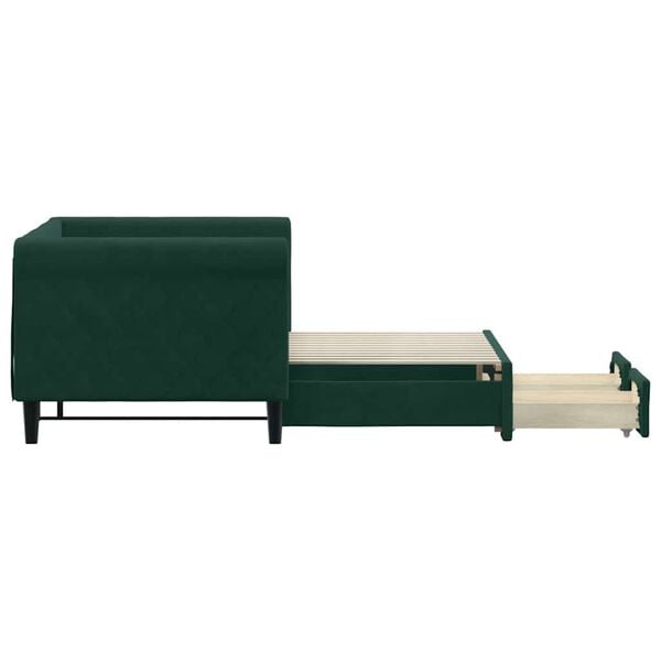 vidaXL Sof&aacute; cama nido con cajones terciopelo verde oscuro 80x200 cm