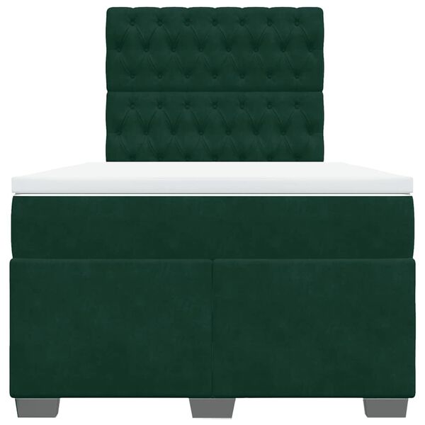 vidaXL Cama box spring con colch&oacute;n terciopelo verde oscuro 120x190 cm
