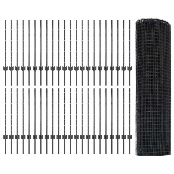 vidaXL Valla con Poste Gris 0,8 x 100 m Acero y PVC