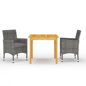 vidaXL Juego de comedor de jard&iacute;n de 3 piezas gris