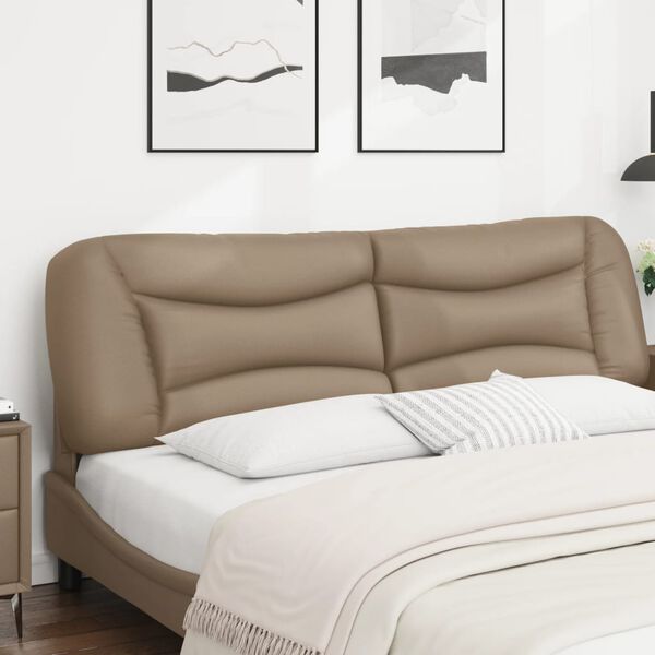 vidaXL Cabecero de cama acolchado Hvar cuero sint&eacute;tico capuchino 180 cm