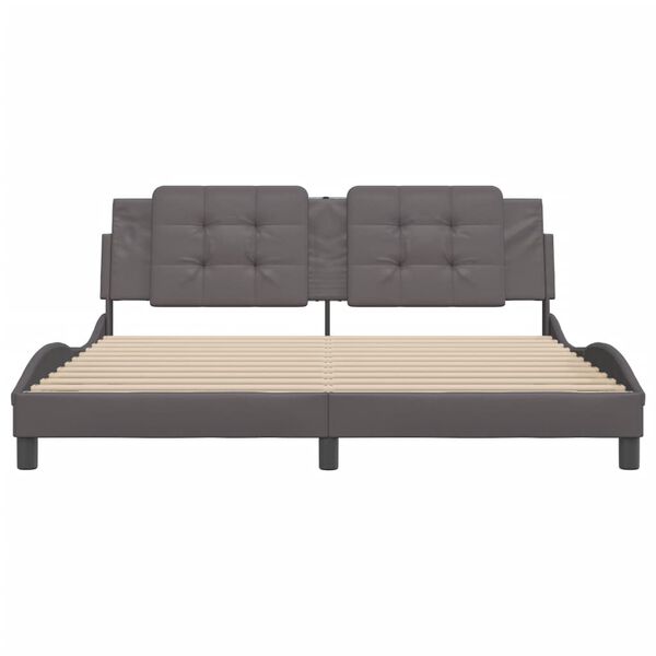 vidaXL Estructura de cama sin colch&oacute;n Zadar cuero sint&eacute;tico gris 180x200 cm