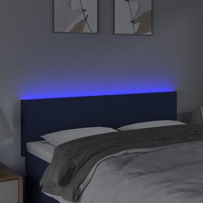 vidaXL Cabecero con LED de tela azul 144x5x78/88 cm