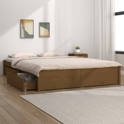 vidaXL Estructura de cama con cajones marrón miel 180x200 cm