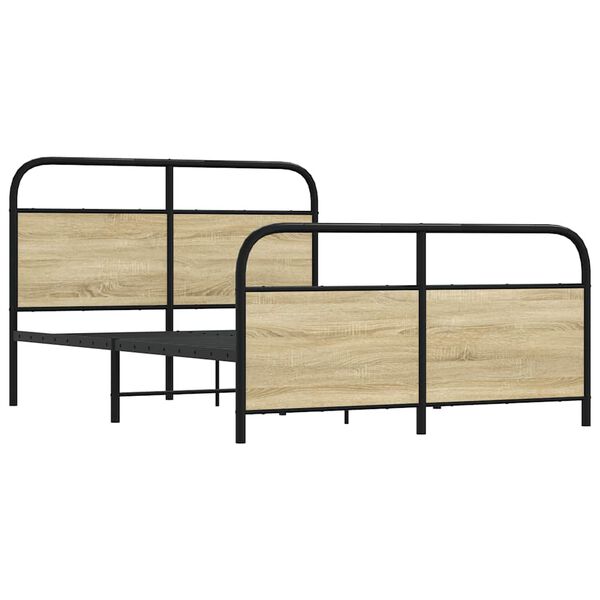 vidaXL Estructura de cama sin colch&oacute;n metal roble Sonoma 140x200 cm
