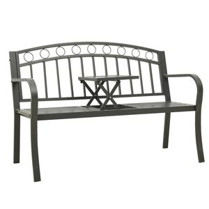 vidaXL Banco de jard&iacute;n con mesa acero gris 120 cm