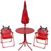 vidaXL Set mesa y sillas de jardín infantil 3 pzas con sombrilla rojo