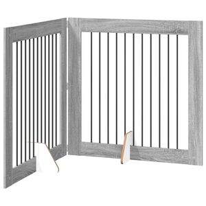 vidaXL Puerta para perros plegable con soportes 2 uds. Sonoma gris