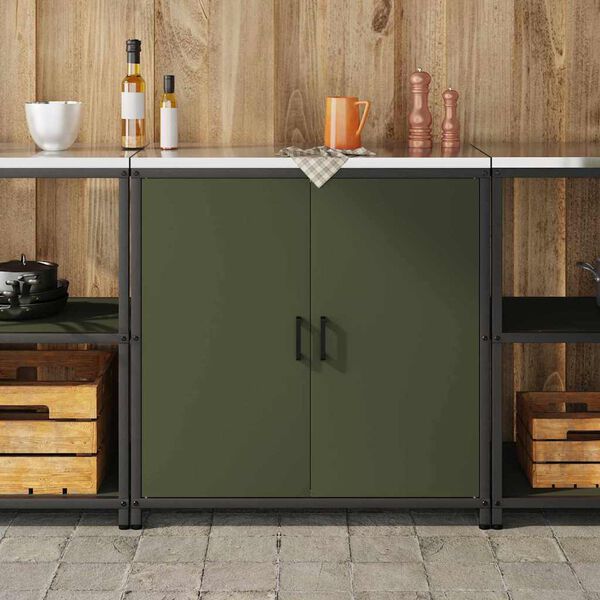 vidaXL Almacenamiento de cocina Verde Oliva 60 x 50 x 92 cm Acero