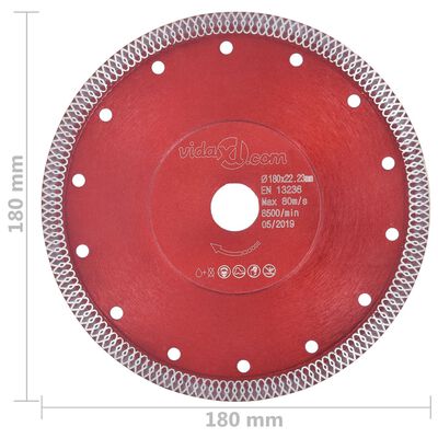 vidaXL Disco de corte de diamante con agujeros acero 180 mm
